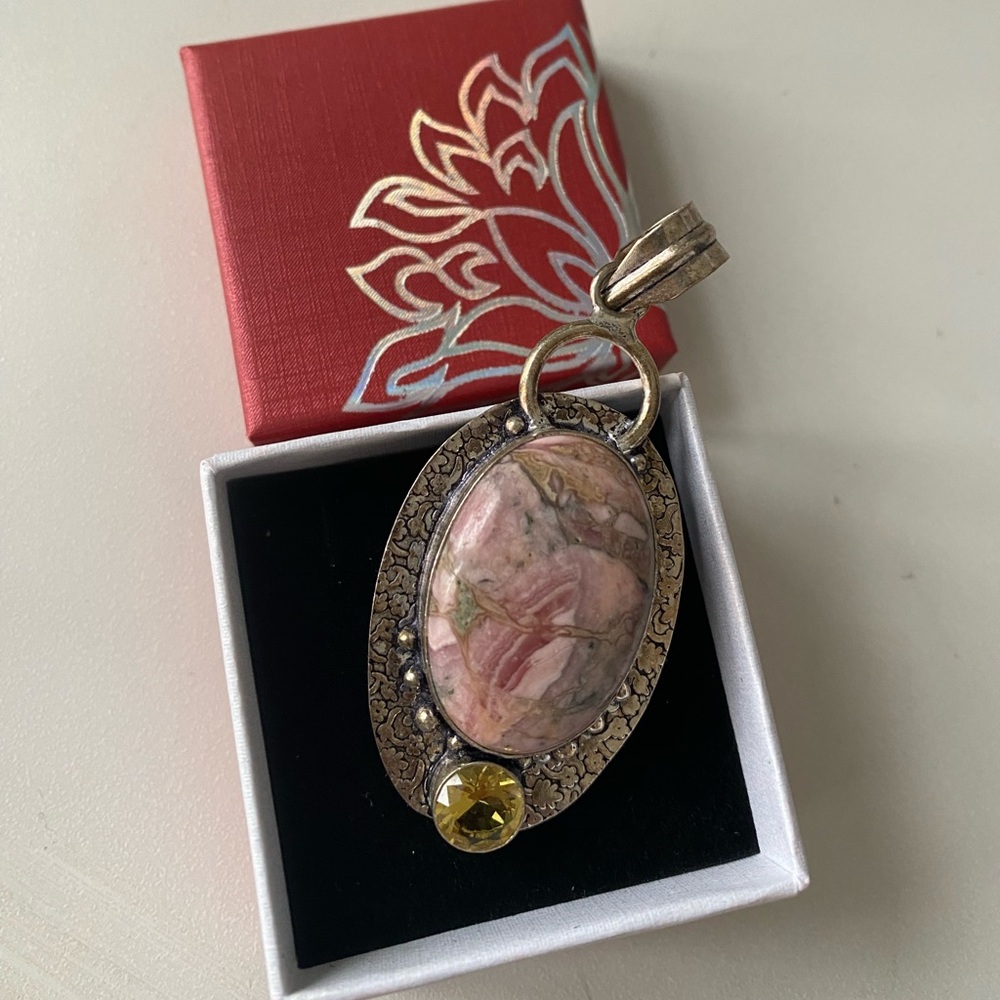 One of a kind 925 Silver and Real Stone Pendant